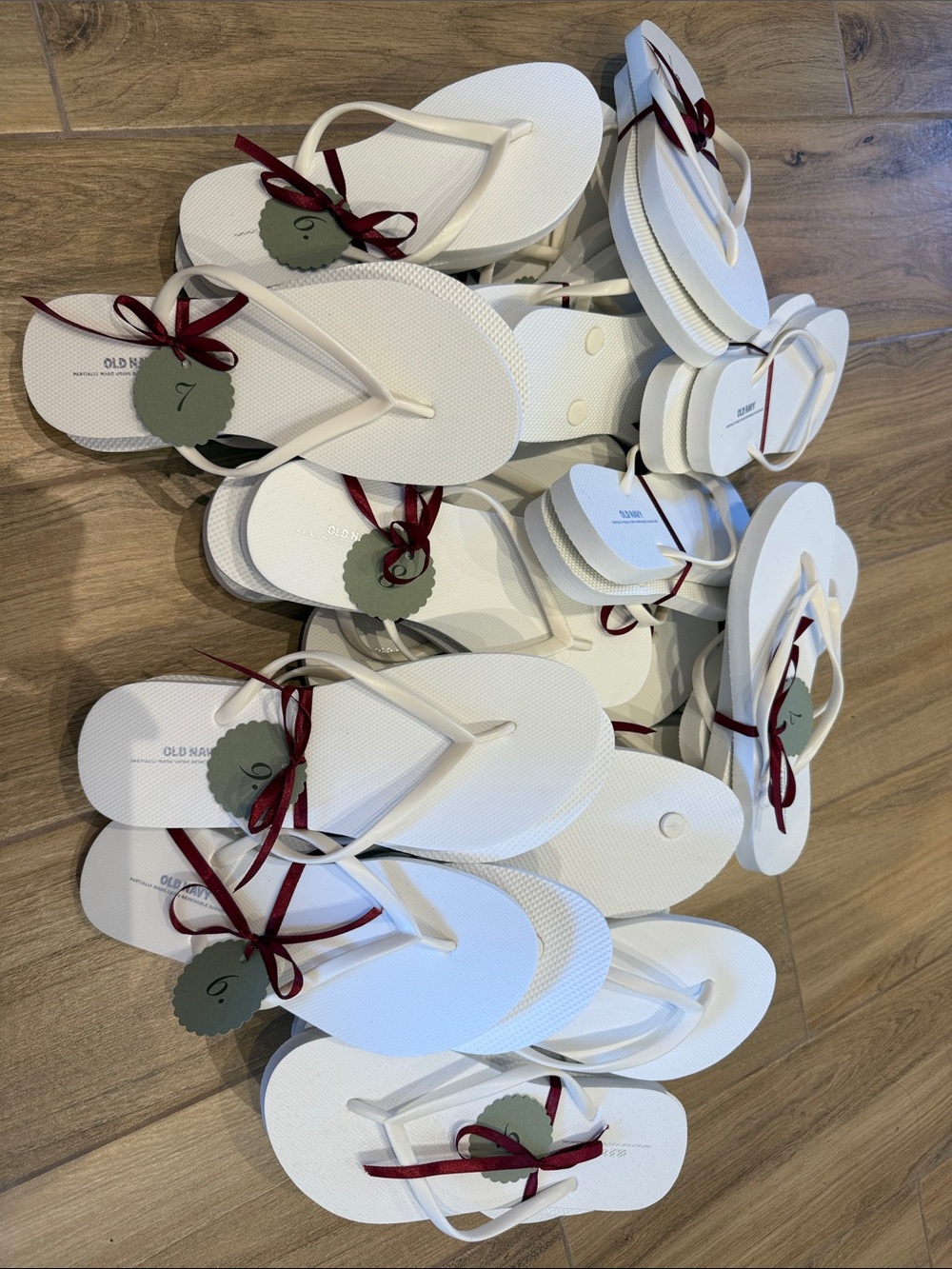 21 Pairs White Women's Old Navy Flip Flops - Various Sizes